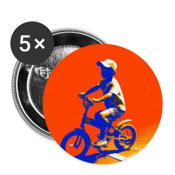 Kinderradfahrer auf dem Fahrrad - Buttons groß 56 mm (5er Pack) - Weiß - Vorne