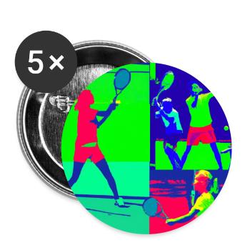 Joueurs de tennis sur le court - Lot de 5 grands badges (56 mm) - blanc - Devant