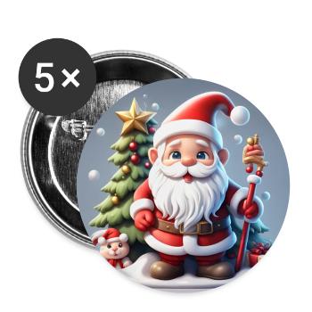 Santa Claus / Winter / Christmas Eve / Snow - Buttons large 2.2''/56 mm (5-pack) - white - Front