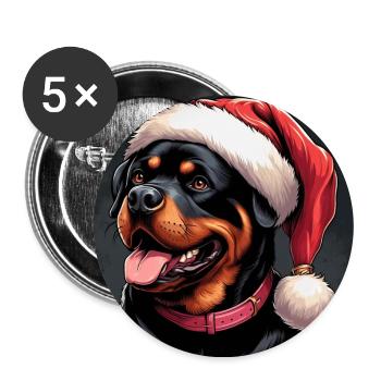 Rottweiler Der Weihnachtsmann - Buttons groß 56 mm (5er Pack) - Weiß - Vorne