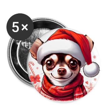 Chihuahua Der Weihnachtsmann - Buttons groß 56 mm (5er Pack) - Weiß - Vorne