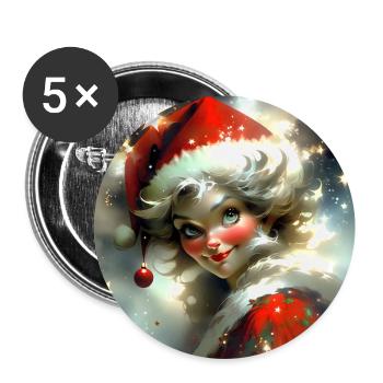 Joyeux Noel #9 - Lot de 5 grands badges (56 mm) - blanc - Devant