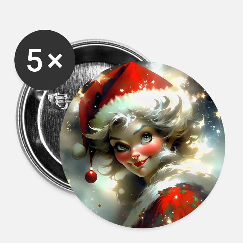 Merry Christmas #9 - Buttons large 2.2''/56 mm (5-pack) - white