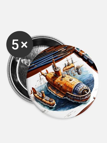 Submarine #5 - Buttons large 2.2''/56 mm (5-pack) - white