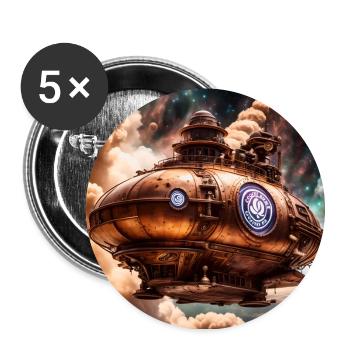 Steampunk Coffee Bean Airship - Buttons large 2.2''/56 mm (5-pack) - white - Front