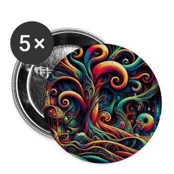 Psychedelic Art - Buttons large 2.2''/56 mm (5-pack) - white - Front