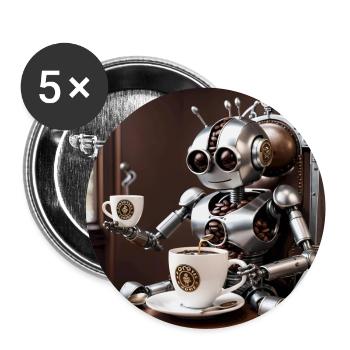 Coffee Bean Robot - Buttons large 2.2''/56 mm (5-pack) - white - Front