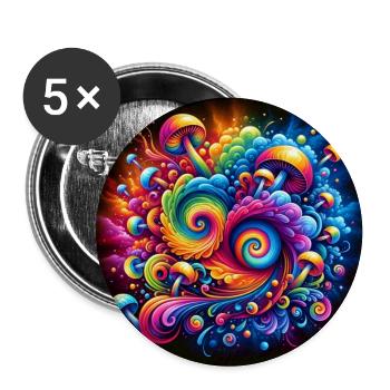 Mushrooms - psychedelic art - Buttons groß 56 mm (5er Pack) - Weiß - Vorne