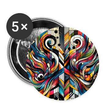 Farbige Formen und bunte Muster - Buttons groß 56 mm (5er Pack) - Weiß - Vorne