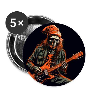 Orange Cap Skeleton Guitarist - Vecteur frappant - Lot de 5 grands badges (56 mm) - blanc - Devant