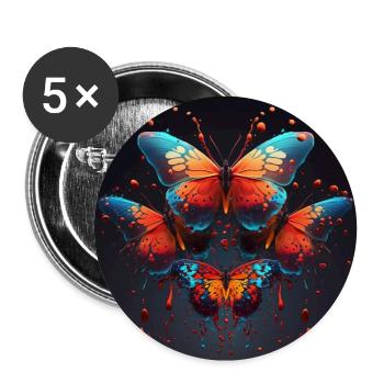 Bunte Schmetterlinge - Buttons groß 56 mm (5er Pack) - Weiß - Vorne