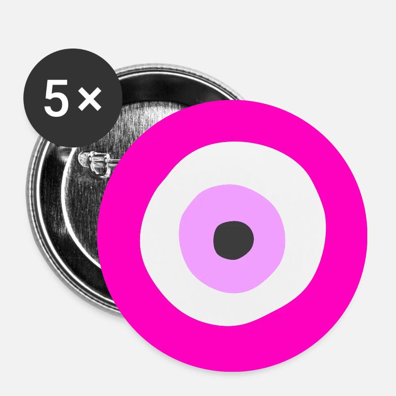 Pink Nazar Griechischer Mati Talismann - Buttons groß 56 mm (5er Pack) - Weiß