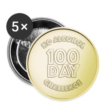 100 Day Gold Coin - Buttons large 2.2''/56 mm (5-pack) - white - Front
