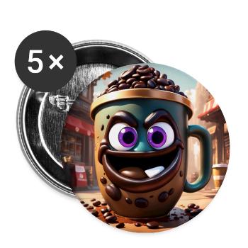 Crazy Coffee! - Buttons large 2.2''/56 mm (5-pack) - white - Front
