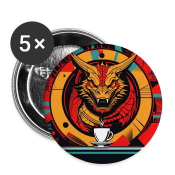 Dragon Cuppa - Buttons large 2.2''/56 mm (5-pack) - white - Front