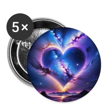 coeur boréale - Lot de 5 grands badges (56 mm) - blanc - Devant