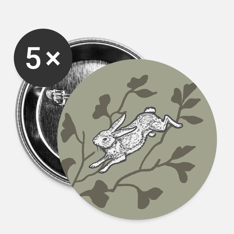 Rabbit on the moon - Buttons large 2.2''/56 mm (5-pack) - white