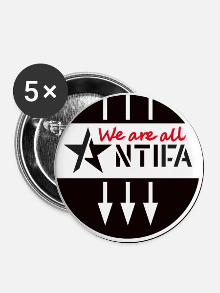 We are all ANTIFA - Buttons large 2.2''/56 mm (5-pack) - white