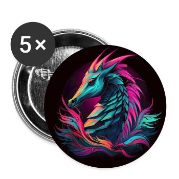 Das zweifarbige Seepferdchen - Buttons groß 56 mm (5er Pack) - Weiß - Vorne