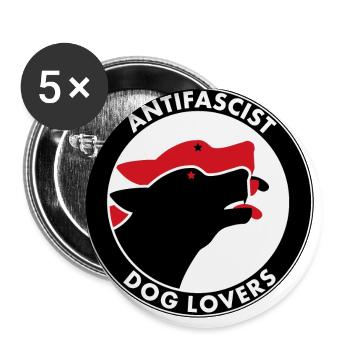 ANTIFASCISTE AMOUREUX DES CHIENS - Lot de 5 grands badges (56 mm) - blanc - Devant