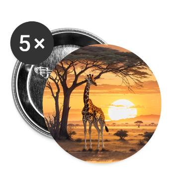 GIRAFFE BEI SONNENUNTERGANG - Buttons groß 56 mm (5er Pack) - Weiß - Vorne