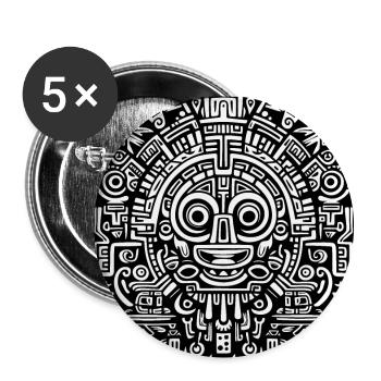 Inka, Azteken, Maya Muster, Artwork schwarz - Buttons groß 56 mm (5er Pack) - Weiß - Vorne