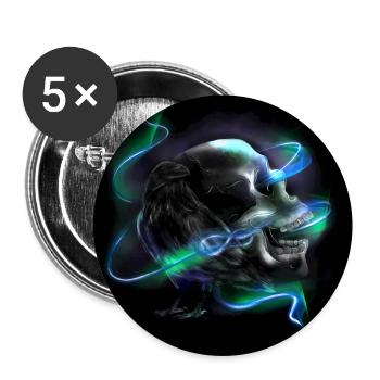 The skull whispers to the raven: Never! - Buttons large 2.2''/56 mm (5-pack) - white - Front