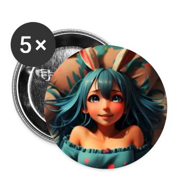 Cute Rabbit Lady - Buttons large 2.2''/56 mm (5-pack) - white - Front