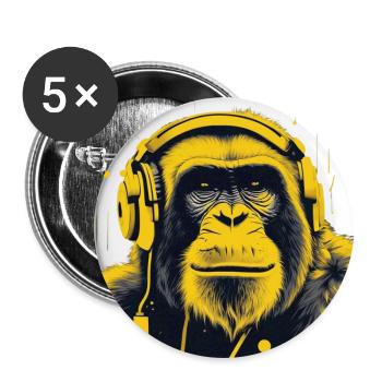 Singe se détendant avec des écouteurs - Lot de 5 grands badges (56 mm) - blanc - Devant