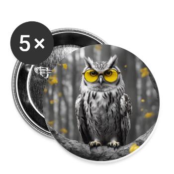 Cool owl sees it all - Buttons large 2.2''/56 mm (5-pack) - white - Front