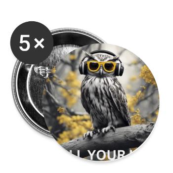 Refroidissement de hibou cool - Lot de 5 grands badges (56 mm) - blanc - Devant