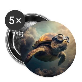 Flying Turtle - Buttons large 2.2''/56 mm (5-pack) - white - Front