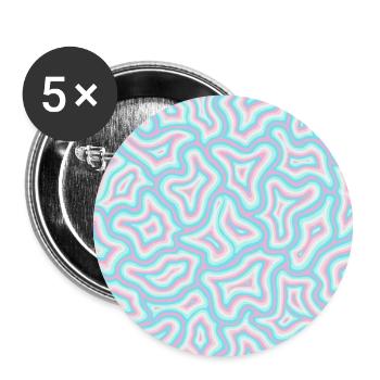 Blue to Pink Gradient Groovy Liquid Marble Warp - Buttons large 2.2''/56 mm (5-pack) - white - Front