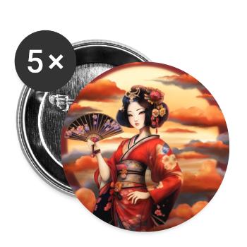 Japan Geisha - Buttons groß 56 mm (5er Pack) - Weiß - Vorne