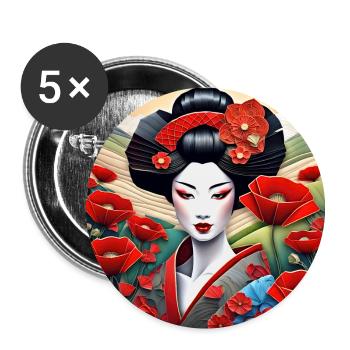 Asiatische Schönheit #12 - Buttons groß 56 mm (5er Pack) - Weiß - Vorne