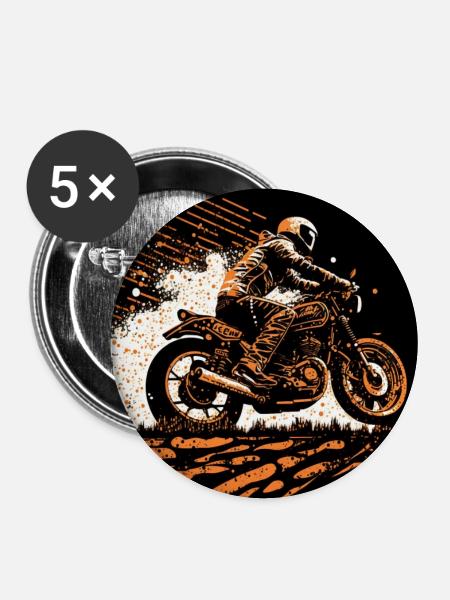 Caferacer orange - Buttons groß 56 mm (5er Pack) - Weiß
