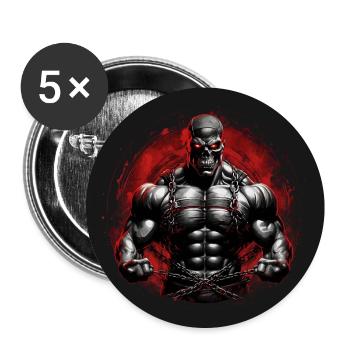 Bodybuilding Extreme Motivation Skull Six Pack - Buttons large 2.2''/56 mm (5-pack) - white - Front