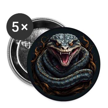 Poster monster snake with red glowing eyes - Buttons large 2.2''/56 mm (5-pack) - white - Front