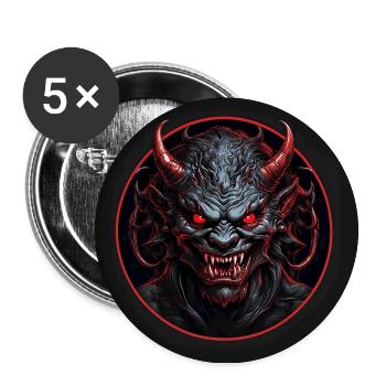 Devil with red glowing eyes - Buttons large 2.2''/56 mm (5-pack) - white - Front