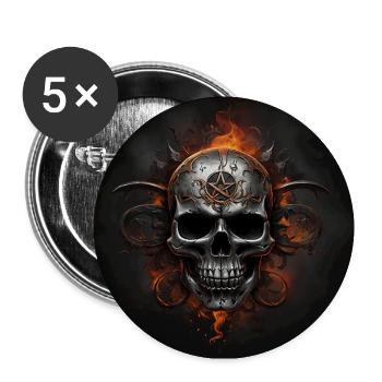 Metal Skull Metal Skull with Flames - Buttons large 2.2''/56 mm (5-pack) - white - Front