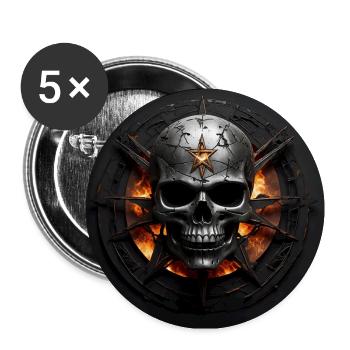 Metal Skull Metal Skull with Flames - Buttons large 2.2''/56 mm (5-pack) - white - Front