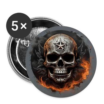 Metal Skull Metal Skull with Flames - Buttons large 2.2''/56 mm (5-pack) - white - Front