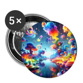 Surreale Traumlandschaft: Neon-Gewässer - Buttons groß 56 mm (5er Pack) - Weiß - Vorne