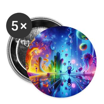 Surreale Traumlandschaft: Neon-Gewässer - Buttons groß 56 mm (5er Pack) - Weiß - Vorne