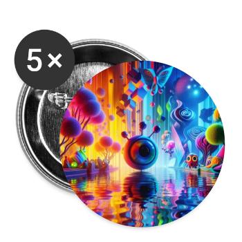 Surreale Traumlandschaft: Neon-Gewässer - Buttons groß 56 mm (5er Pack) - Weiß - Vorne