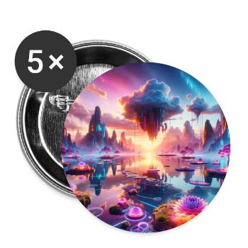 Surreal Dreamscape: Neon Waters - Buttons large 2.2''/56 mm (5-pack) - white - Front