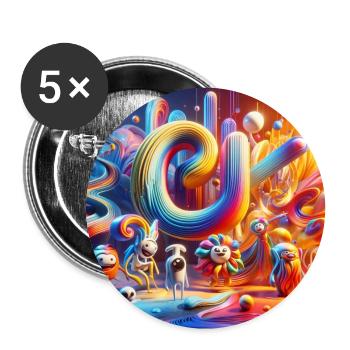 Monde fantastique coloré - Lot de 5 grands badges (56 mm) - blanc - Devant