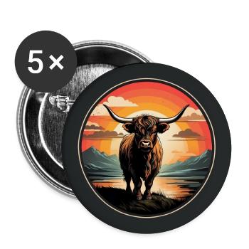 Bovins écossais Highlands Highlands - Lot de 5 grands badges (56 mm) - blanc - Devant