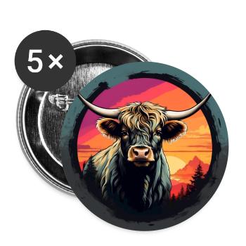 Scottish Highland cattle Highlands - Buttons large 2.2''/56 mm (5-pack) - white - Front