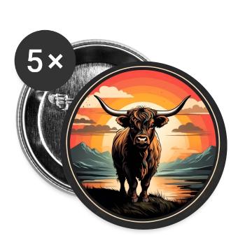 Scottish Highland cattle Highlands - Buttons large 2.2''/56 mm (5-pack) - white - Front